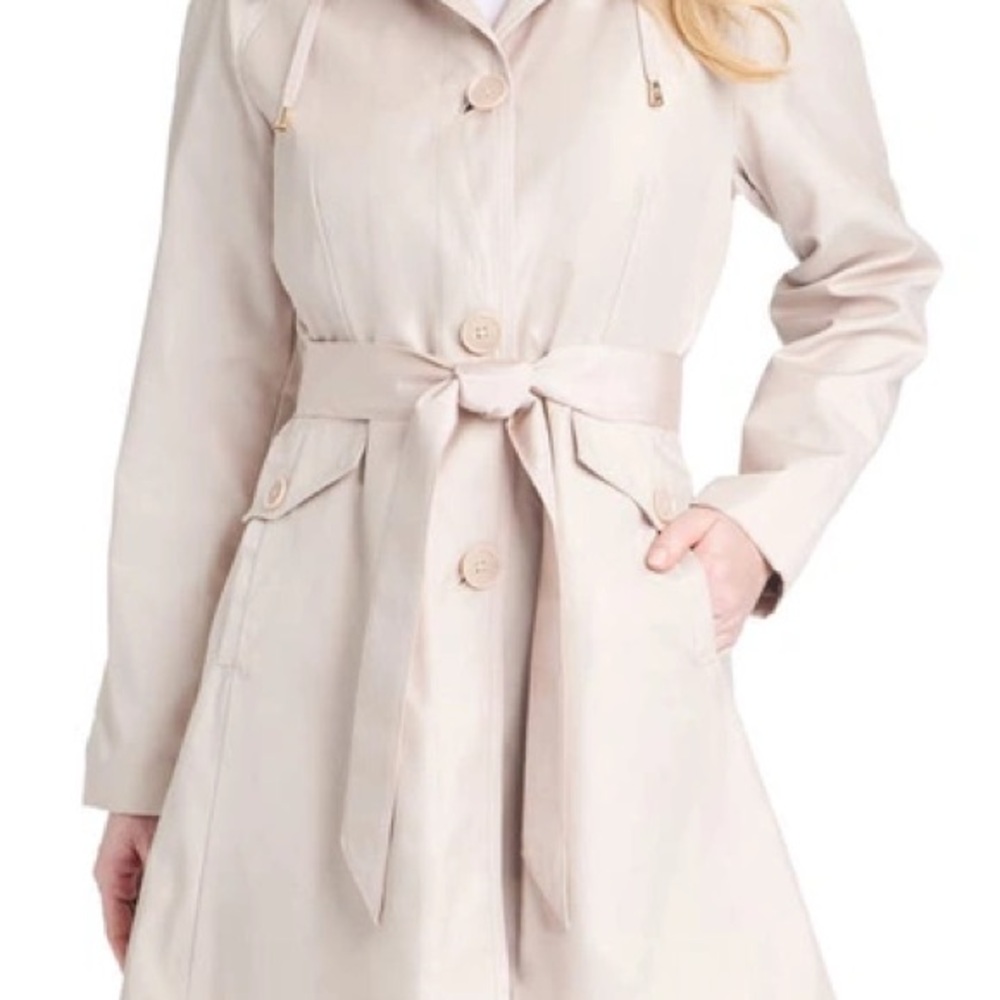 kate spade Light Cream Trench Coat with Tie Waist
